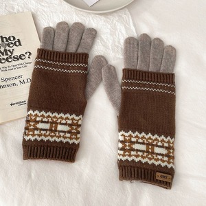 Guantes sin Dedos Desmontables para <span class=keywords><strong>Mujer</strong></span>, Tejido Jacquard Vintage, Resistentes al Viento, Pantalla Táctil, Multicolor, Cálidos, Protección contra el Frío, Otoño/Invierno - Product Image 5