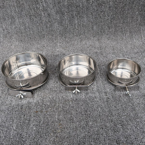 Gamelle double en acier inoxydable avec crochet de suspension pour cage, pour l'eau et la nourriture des oiseaux - Product Image 3