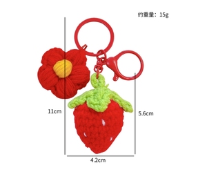 Strawberry Crochet Keychain Handmade Amigurumi Crochet Toys Flower Knitted Strawberry Hanging <b>Ornament</b> Accessories Charms Decor - Product Image 2