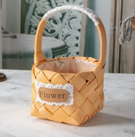 Panier de rangement multifonctionnel en bois naturel tressé à la main, design varié, pour fleurs et emballages cadeaux - Vente en gros