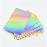 Carte de visite professionnelle en métal gravée au laser personnalisée, holographique, NTAG216, arc-en-ciel, intelligente, RFID 13,56 MHz, étanche, résistante aux intempéries