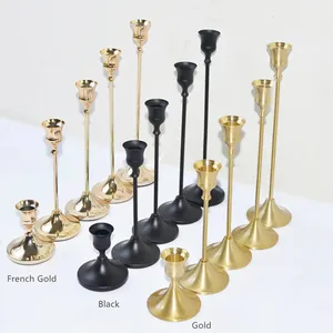 Vintage Brass Candlestick Holders Vintage Metal Candlestick Decoração Gold Taper Pillar Candle Stick Holders para Wedding Party