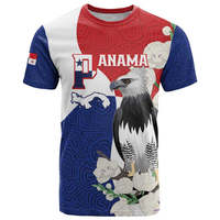 T-shirt personnalisé pour homme à col rond et manches courtes, imprimé intégral avec motif d'oiseau national du Jour de l'Indépendance du Panama, de haute qualité