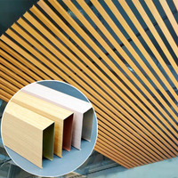 Panel de Aluminio con Diseño de Madera Ondulada, Tubo Cuadrado de Aluminio, Decoración para Muro Cortina Exterior
