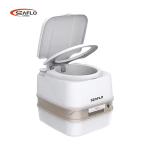 Seaflo - Processo de moldagem por injeção portátil para banheiro, banheiro com descarga automática de plástico de acampamento, 12L, com tanque de água de 3,2 galões