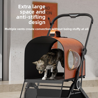 2026 Nouveau modèle de chariot de transport pour chat et chien, confortable, détachable, pliable à une main, 4 roues, coupe-vent, grande capacité, design capsule
