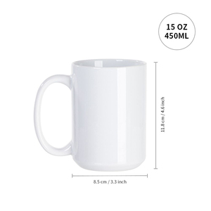 แก้วมัคสีขาวขนาด 15 ออนซ์ สำหรับพิมพ์ลายแบบซับลิเมชั่น แก้วเซรามิกเปล่าสำหรับพิมพ์โลโก้ส่วนตัว แก้วกาแฟมีหูจับ - Product Image 2