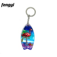 Sac porte-clés personnalisé en bois MDF en forme de planche de surf Souvenirs Aruba Caribbean