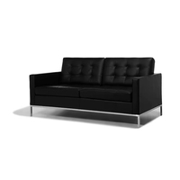 Ensemble de canapé-lit en cuir écologique moderne avec structure en bois pour appartement, bureau, hall d'hôtel, salon - usage commercial