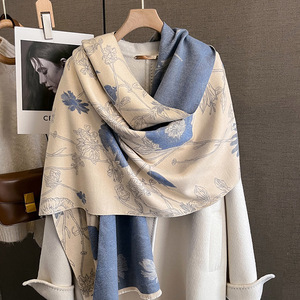 Nouvelle Écharpe Carrée en Coton Imprimée Florale Réversible Double Face Automne/Hiver, Cache-Cou Élégant pour Étudiant, Châle Climatiseur Stylé - Product Image 1