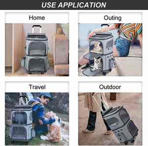 समायोज्य वाटरप्रूफ ऑक्साइड डबल पालतू वाहक बैकपैक आरामदायक यात्रा ट्रॉली छोटे बिल्लियों कुत्तों के लिए पोर्टेबल आउटडोर - Product Image 6