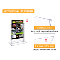Porte-affiches Kejea A7 Porte-cartes en plastique Double support transparent pour menus Porte-numéros de table robuste pour bureau, hôtel, magasin