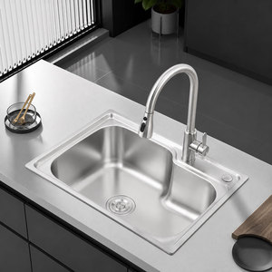 Lavello <span class=keywords><strong>da</strong></span> Cucina Premium in Acciaio Inox 304/201 a Vasca Singola, Montaggio Superiore o Sottotop, Finitura Spazzolata Anti-Condensa - Product Image 2