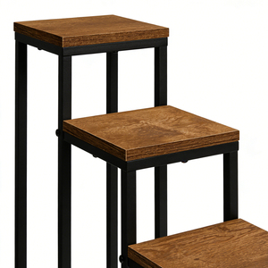 Support à plantes en métal et bois à 3 niveaux, support de pot de fleurs d'angle haut, étagère de présentation verticale pour salon, balcon, patio, jardin - Product Image 2