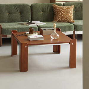 Xiaoka Coffee Table Solid Wood Vintage Black Small Apartment Living Room Side Table - Product Image 1