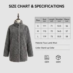 Manteau élégant pour femme en fausse <span class=keywords><strong>fourrure</strong></span> écologique, veste d'hiver chaude en <span class=keywords><strong>laine</strong></span> d'agneau, longueur mi-longue, avec doublure en peau de mouton intégrée, vêtement d'extérieur de luxe - Product Image 4