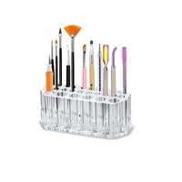 Support de rangement pour pinceaux de maquillage en acrylique transparent à 26 trous, organisateur d'outils de nail art, présentoir de bureau pour stylos de manucure et cosmétiques NAT082