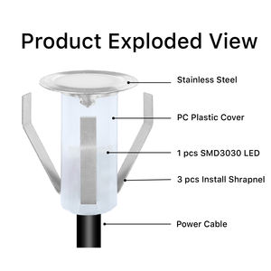 Mini spots encastrés au <span class=keywords><strong>sol</strong></span> LED pour <span class=keywords><strong>extérieur</strong></span> 12v IP67 0.4W Lumière encastrée basse tension Lumières de terrasse - Product Image 4