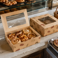 Boîte de présentation pour pâtisserie avec fenêtre, en papier résistant à la graisse, pour comptoir de pâtisserie, fourniture sous marque privée pour présentoir de pâtisserie
