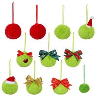 Pompon en fausse fourrure monstre vert 6/8 cm, boule de Noël moelleuse pour chapeau d'elfe, décoration de fête, vente en gros