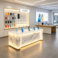 Exhibidor de Acrílico Personalizado con Diseño Moderno de Mármol Natural para Teléfonos Celulares, Mostrador para Hotel, Tienda de Celulares, Estante de Exhibición