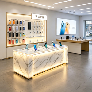 Support de présentation de téléphone <span class=keywords><strong>portable</strong></span> en acrylique personnalisé, marbre naturel, moderne, pour comptoir, vitrine pour hôtel, magasin de téléphonie mobile, étagère de vente au détail - Product Image 6
