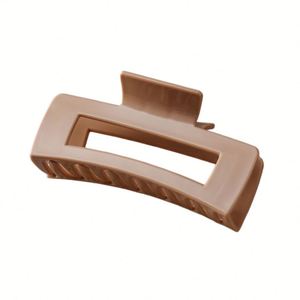 X527 Pince à cheveux en silicone souple de haute qualité, grande, couleur unie, carrée évidée, pour queue de cheval, anti-glissement, tendance - Product Image 4