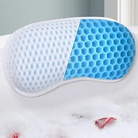 Oreiller de bain en gel TPE nid d'abeille 4D gris foncé CF avec soutien profilé pour la tête et le cou, trois ventouses, lavable en machine