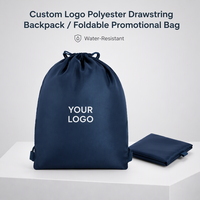 Sac à dos à cordon en polyester avec logo personnalisé, pliable, sac promotionnel pour l'école, les sports et les événements en plein air