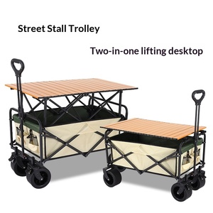 Outdoor Foldable Four-Wheel Camping <b>Cart</b> Camper Trolley Portable Picnic Hand-<b>Pulled</b> Storage Trailer - Product Image 3
