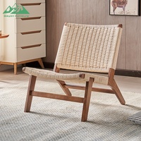 Chaise de salle à manger Wayon moderne tissée à la main, chaise d'appoint en bois massif de style mi-siècle pour salle à manger côtière