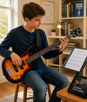 Electric Bass Guitar 4 String PJ Pickup Basswood Body Maple Neck Rosewood Fretboard Polished Finish Beginner Instrument OEM ODM