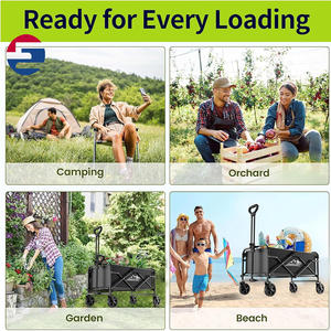 헤비 듀티 스틸 메쉬 접이식 웨건 카트 360도 회전 바퀴 손쉬운 당김 손잡이 쇼핑 정원 해변 시장 캠핑 야외용 - Product Image 6