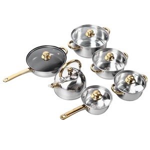 Factory Hot Selling 12PCS Kitchenware <b>Sets</b> 201 Stainless Steel Non-Stick Kitchen Cooking Pot <b>Set</b> Non Stick <b>Cookware</b> <b>Set</b> - Product Image 1