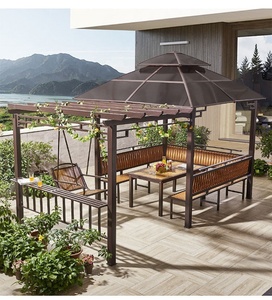 Pérgola de Jardín para Patio de Villa al Aire Libre, Toldo con Panel Solar, Elegante Gazebo para Exteriores - Product Image 3