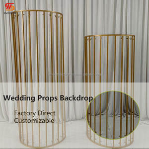 SMOOTH HY Suministros de decoración de boda Arco de rayas en forma de corazón Arco de flores Fondo Paredes Soporte de arco dorado - Product Image 6