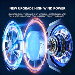Ventilateur de refroidissement mobile transparent à brancher avec lumière LED pour jeux, conception à clip de fixation pour un refroidissement optimal - Product Image 3