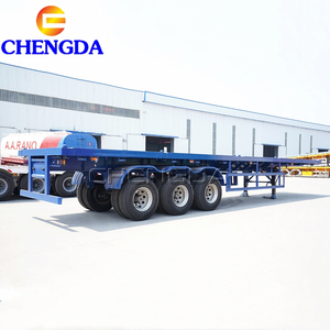 Trailer Transportasi Kontainer Baja Tahan Karat 3 As Roda <span class=keywords><strong>40</strong></span> Ton Flatbed Semi Trailer - Product Image 2