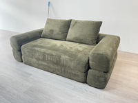Canapé-lit moderne vert mousse polyvalent 2 en 1, tissu en velours côtelé, sans bordure, coussin amovible, canapé sans os compressé, pour la maison