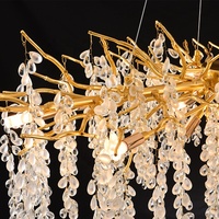 Lustre suspendu LED moderne ovale doré en cristal Hullxine de 63 pouces avec culot E12, intensité variable, pour salle à manger et cuisine