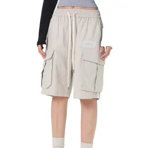 קיץ מותג אמריקאי סגנון גדול כיס סרבל מכנסיים גברים של loose כותנה ספורט מכנסיים קצרים נשים
