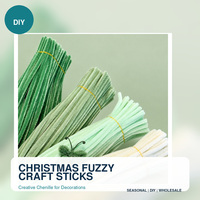 Stik Kerajinan Natal Berbulu 30cm Batang Chenille Kawat Berbulu DIY Dekorasi Kerajinan Liburan Grosir Pabrik