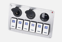 Panneau de commutation à bascule 6 interrupteurs marche/arrêt avec lumière LED bleue et double port de charge USB 2.1A