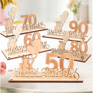 Decoración de mesa de madera para 60.º aniversario de boda transfronteriza, regalo en efectivo, símbolo de madera con número para primer cumpleaños - Product Image 2