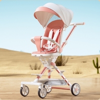 Poussette bébé avec fonctions assise/allongée, cadre en alliage d'aluminium haute visibilité, système de pliage à une touche, poussette de voyage portable