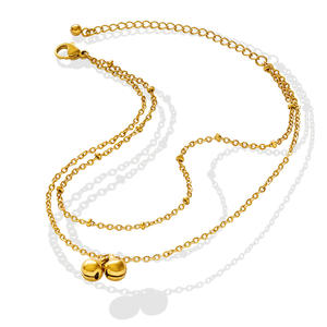 Popular acero inoxidable 18K chapado en oro lindo pequeño campana colgante mujeres cadenas dobles tobilleras para Joyería Fina tobilleras verano - Product Image 3