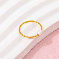 Hochwertiger Trendiger Edelstahl-Ring 18K Vergoldet mit Einzelner Süßwasserperle Stilvoller Ring für Geschenke