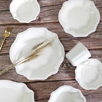 Vaisselle en céramique blanche Simple, ensemble d'assiettes à poisson
