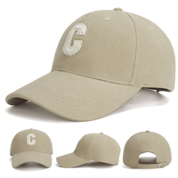 Gorra de Béisbol de 6 Paneles, Unisex, Casual, de Verano, con Letra C Bordada, Ajustable, de Algodón, Certificada por BSCI, Gorra Deportiva Común, Gorra Estilo Dad Hat