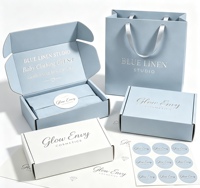 Ensemble de boîtes d'expédition en carton ondulé imprimées sur mesure, sacs cadeaux en papier, kit d'emballage en carton pour cosmétiques, vêtements pour bébés